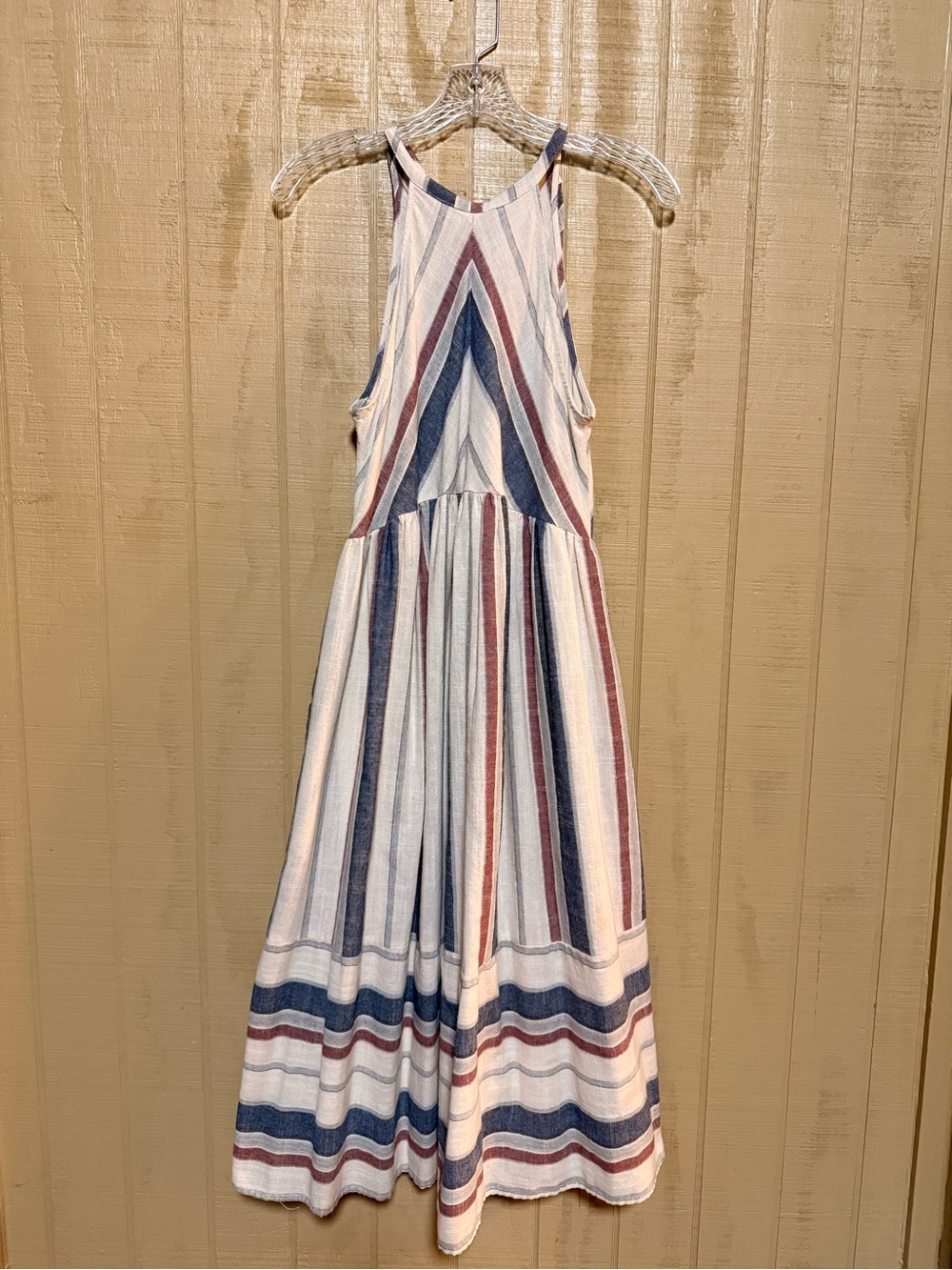 Listicle Striped Maxi Dress - Blue, Red & Cream